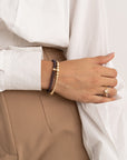 Aubergine Quartz Wave Saturn Armbanden Stack | Goudkleurig