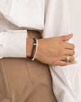 Aubergine Quartz Wave Saturn Armbanden Stack | Zilver