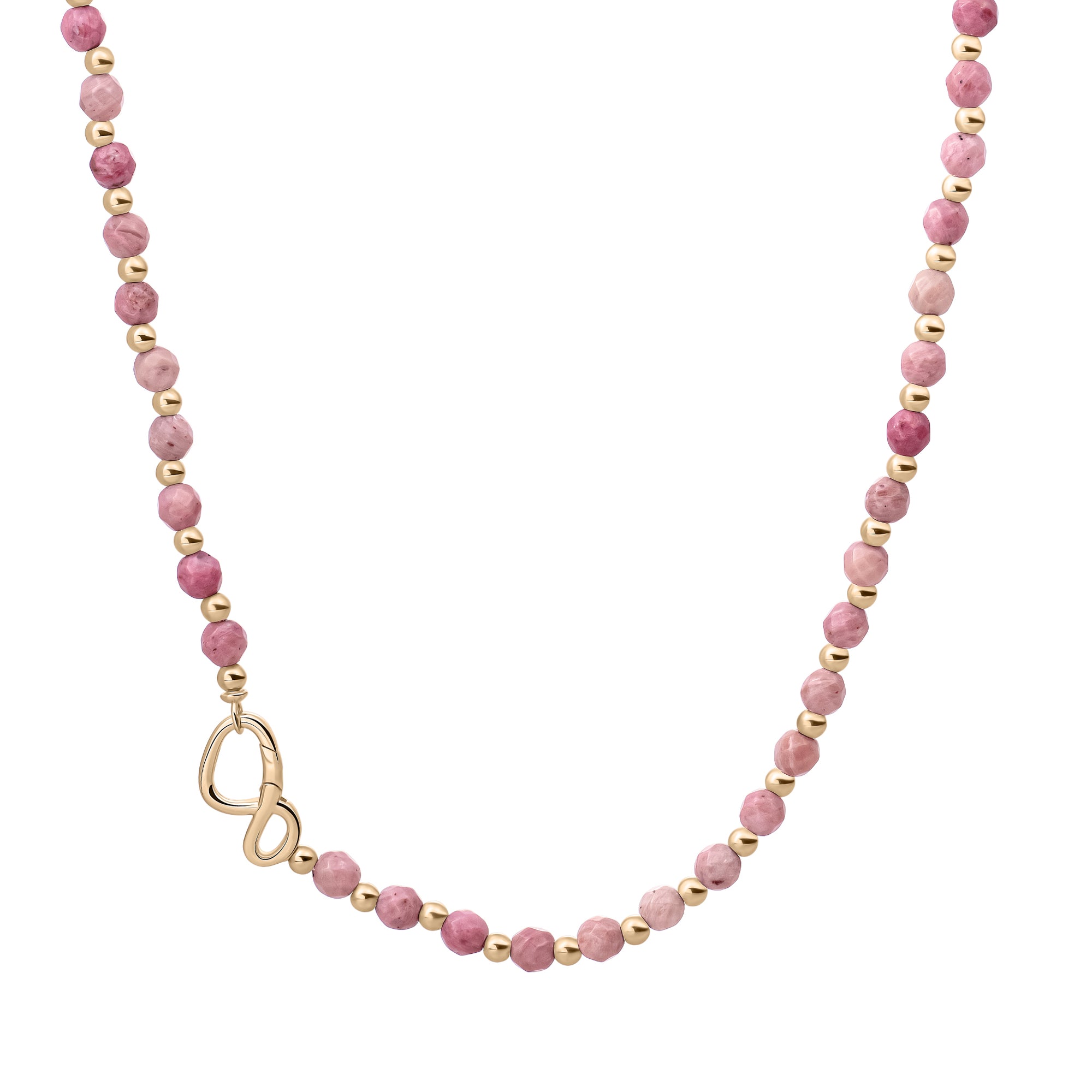 Link Ketting Pink Rhodonite Mix l Goudkleurig