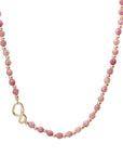 Link Ketting Pink Rhodonite Mix l Goudkleurig