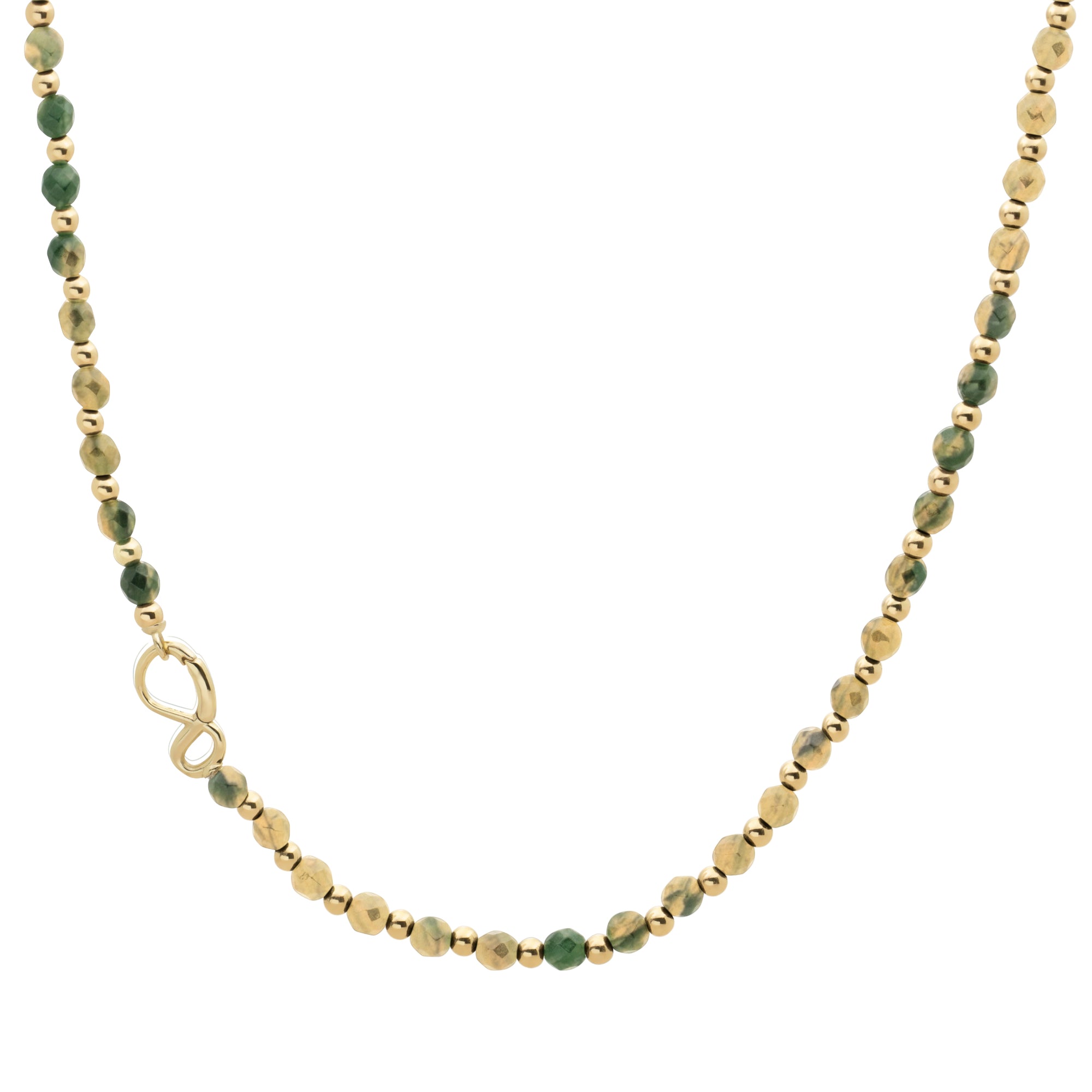 Link Ketting Ya'an Green Jade Mix l Goudkleurig