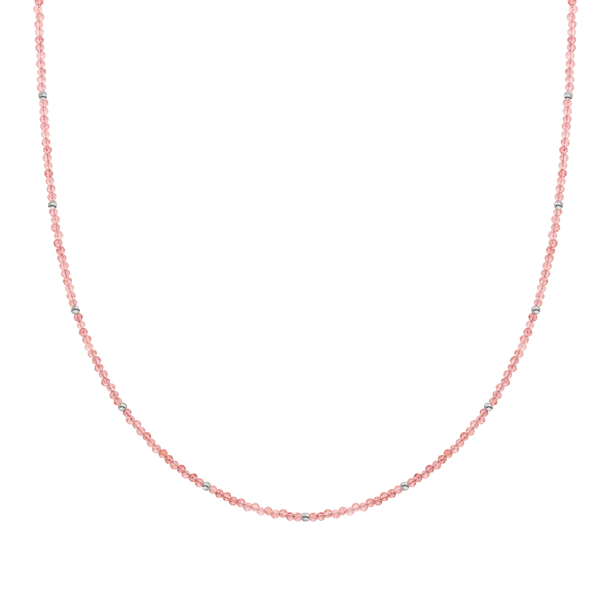 Cherry Quartz Kralenketting 2mm Zilver