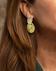Ya'an Green Jade Fuse Large Oval Oobellen Set | Goudkleurig