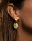 Ya'an Green Jade Bold Fuse Oval Oorbellen Set | Goudkleurig