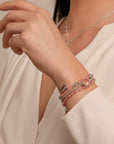 Cherry Quartz Bold Mix Twist Armbanden Stack | Zilver