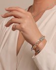Sunstone Tennis Baguette Armbanden Stack | Zilver