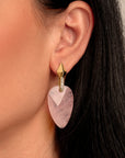 Rose Quartz Blossom Pyramid Oorbellen Set | Goudkleurig