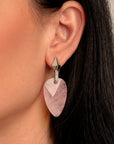 Rose Quartz Blossom Pyramid Oorbellen Set | Zilver