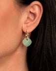 Rich Green Amazonite Cushion Cut Edge CZ Oorbellen Set | Goudkleurig
