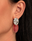 Cherry Quartz Leaf Fuse Oorbellen Set | Zilver