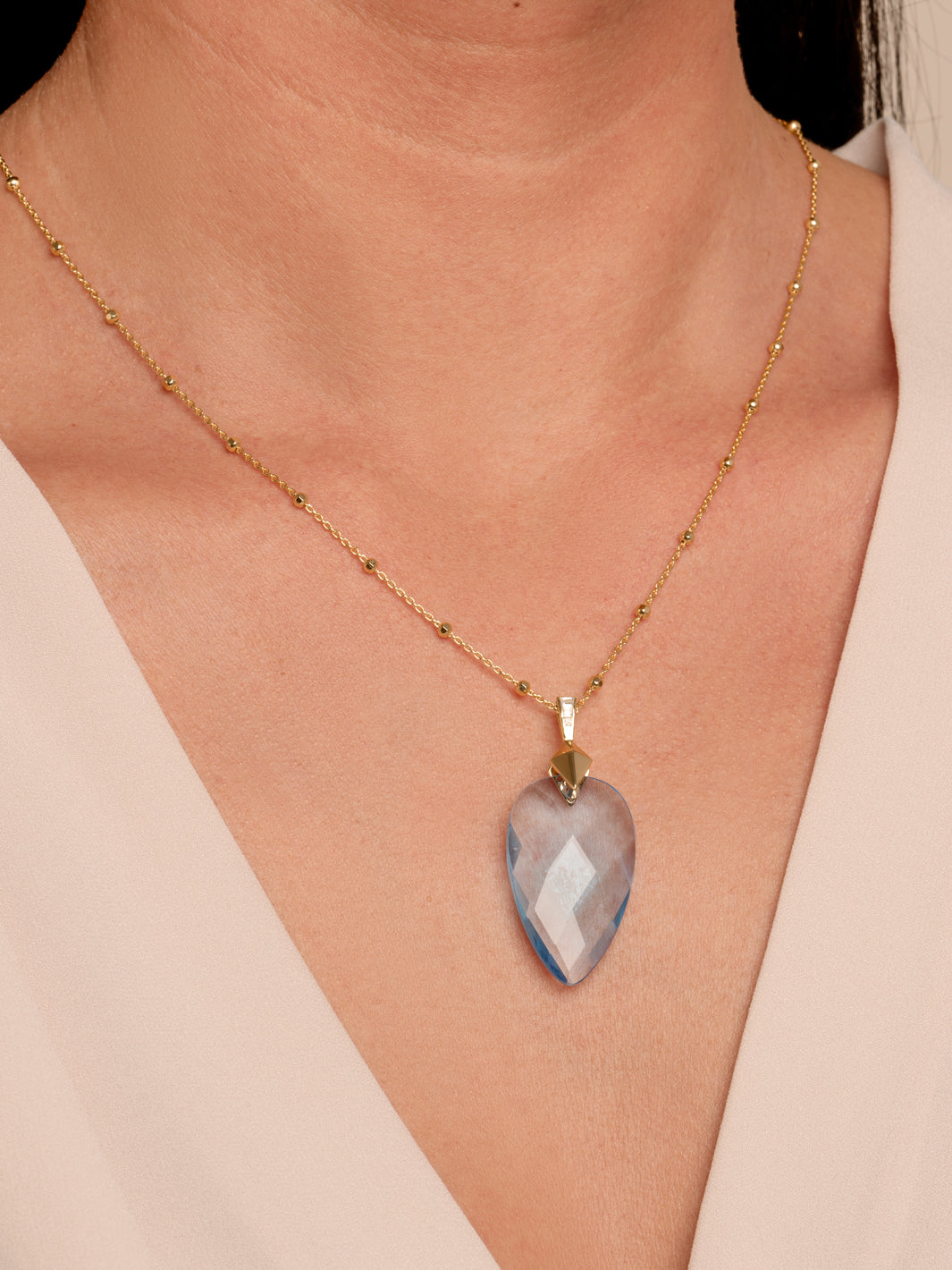 Aquamarine Quartz Blossom ketting edelsteen