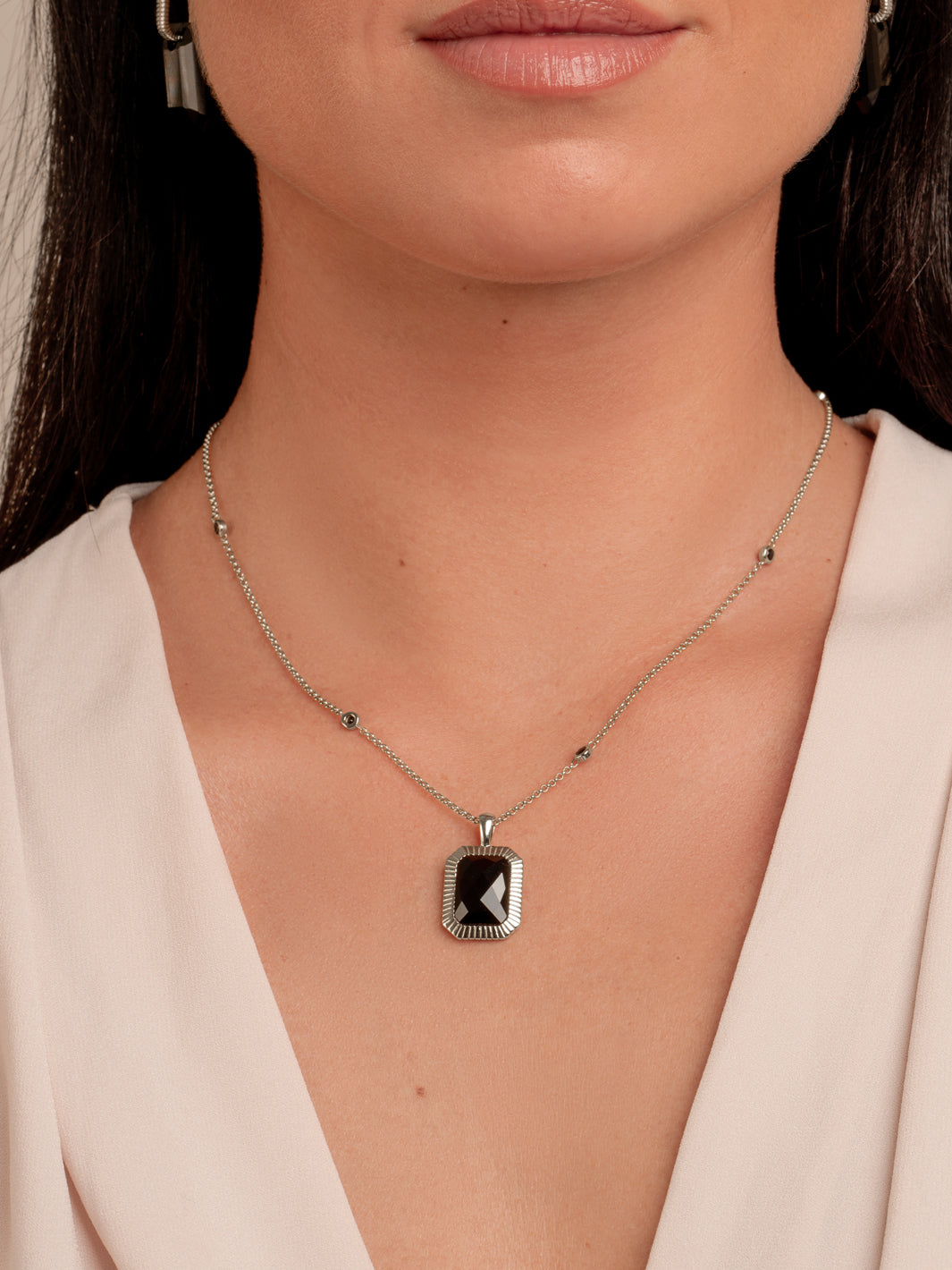 Black CZ Beads Ankerketting | Goudkleurig