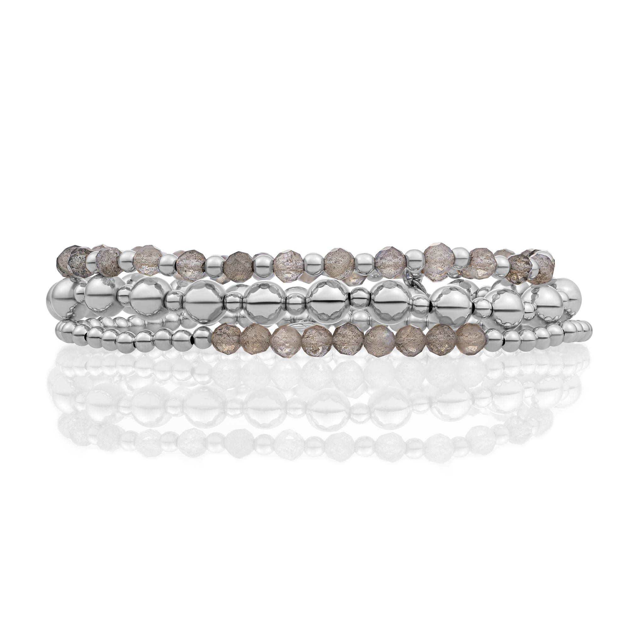 Labradorite Bold Interstellar Armbanden Stack l Zilver