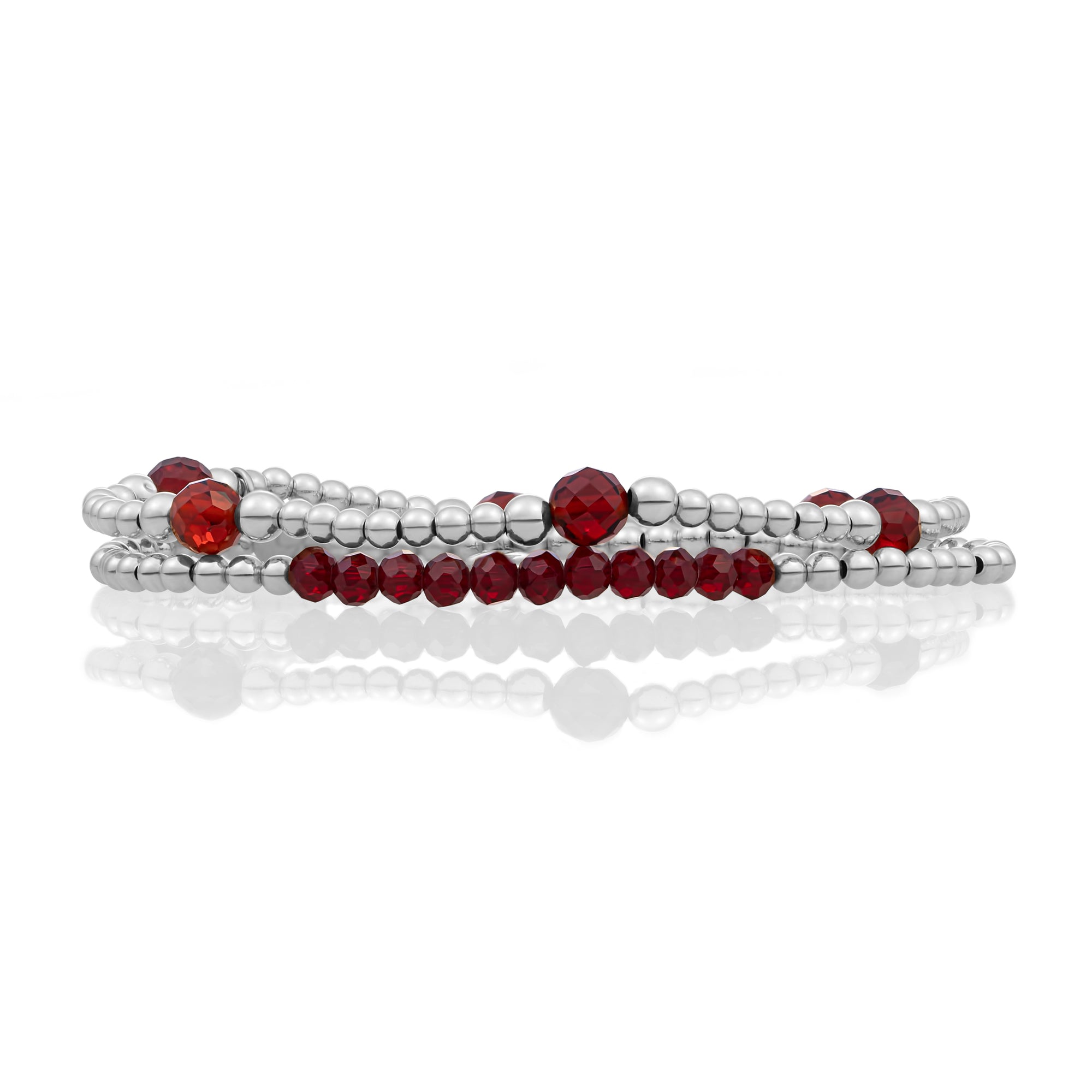 Ruby Quartz Reverse Bold Mix Armbanden Stack l Zilver
