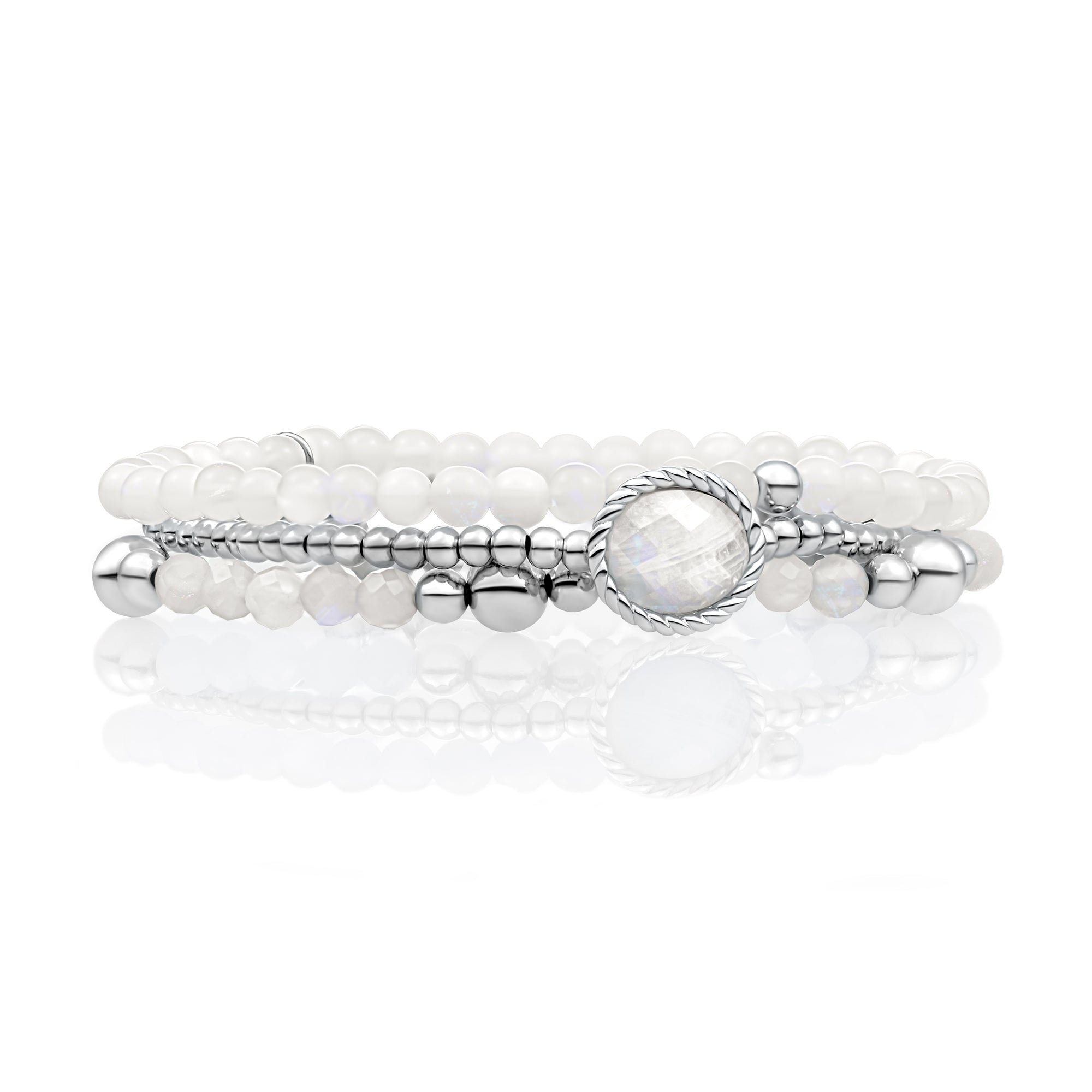Moonstone Twist Armbanden Stack l Zilver