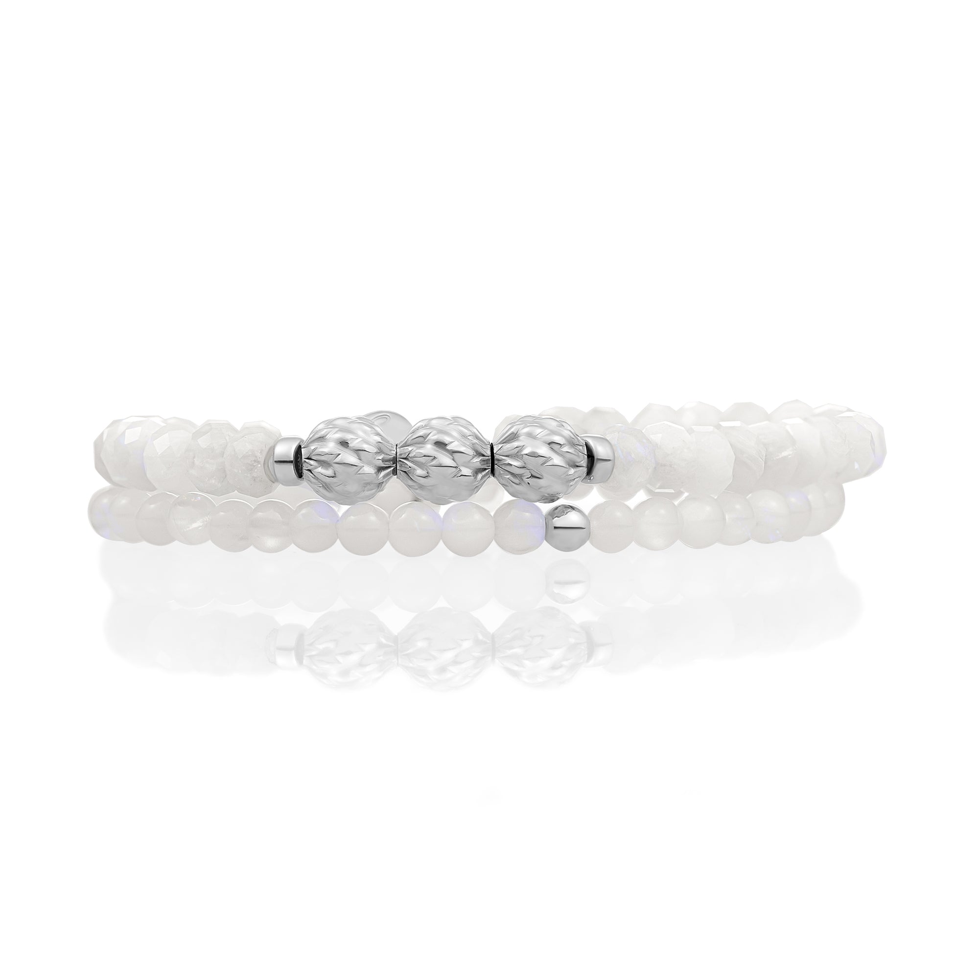 Moonstone Fuse Saturn Armbanden Stack l Zilver