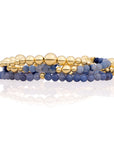 Blue Aventurine Wave Bold Mix Armbanden Stack | Goudkleurig