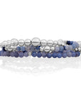 Blue Aventurine Wave Bold Mix Armbanden Stack | Zilver