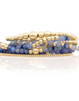 Blue Aventurine Wave Mix Saturn Armbanden Stack | Goudkleurig