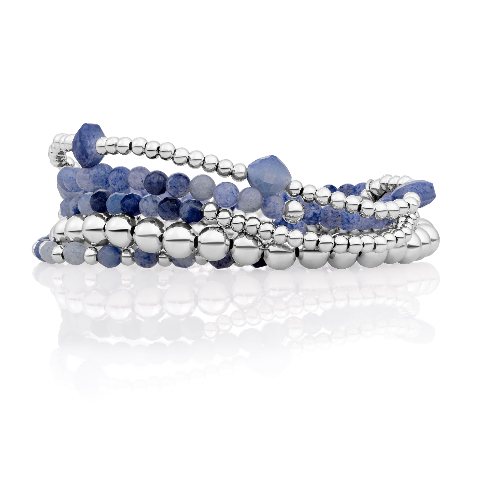 Blue Aventurine Universe Saturn Armbanden Stack | Zilver
