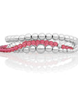 Fuschia Quartz Saturn Wave Mix Armbanden Stack | Zilver