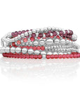 Aubergine & Fuchsia Quartz Saturn Wave Mix Armbande Stack | Zilver