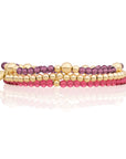Aubergine & Fuchsia Quartz Bold Mix Saturn Armbanden Stack | Goudkleurig