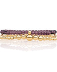 Aubergine Quartz Wave Saturn Armbanden Stack | Goudkleurig