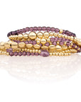 Aubergine Quartz Bold Wave Mix Bubble Armbanden Stack | Goudkleurig