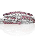 Aubergine Quartz Bold Wave Mix Bubble Armbanden Stack | Zilver