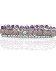 Labradorite & Amethyst Saturn Armbanden Stack | Zilver