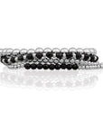 Onyx Saturn Mix Armbanden Stack | Zilver