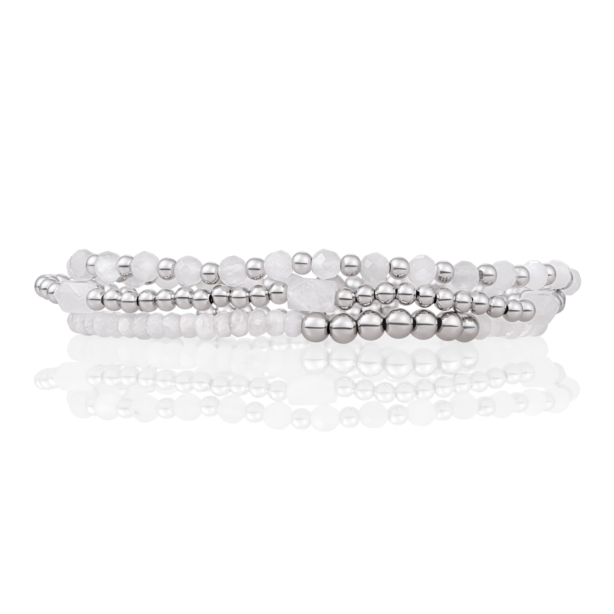 Moonstone Reverse Armbanden Stack | Zilver