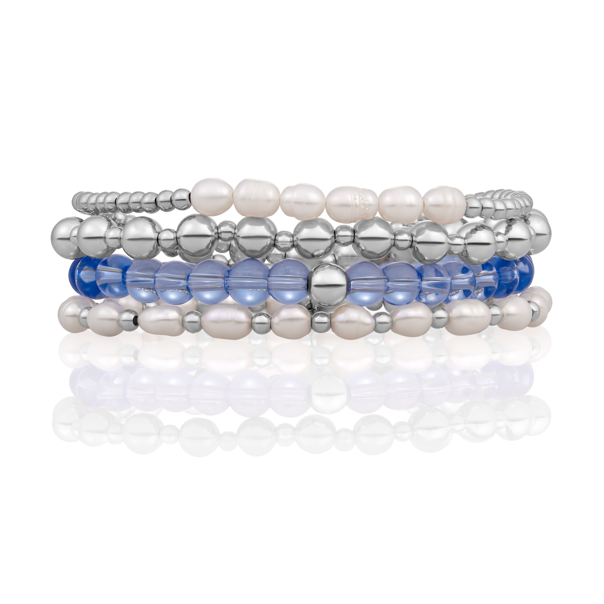 Aquamarine Quartz Bold Mix Interstellar Armbanden Stack | Zilver