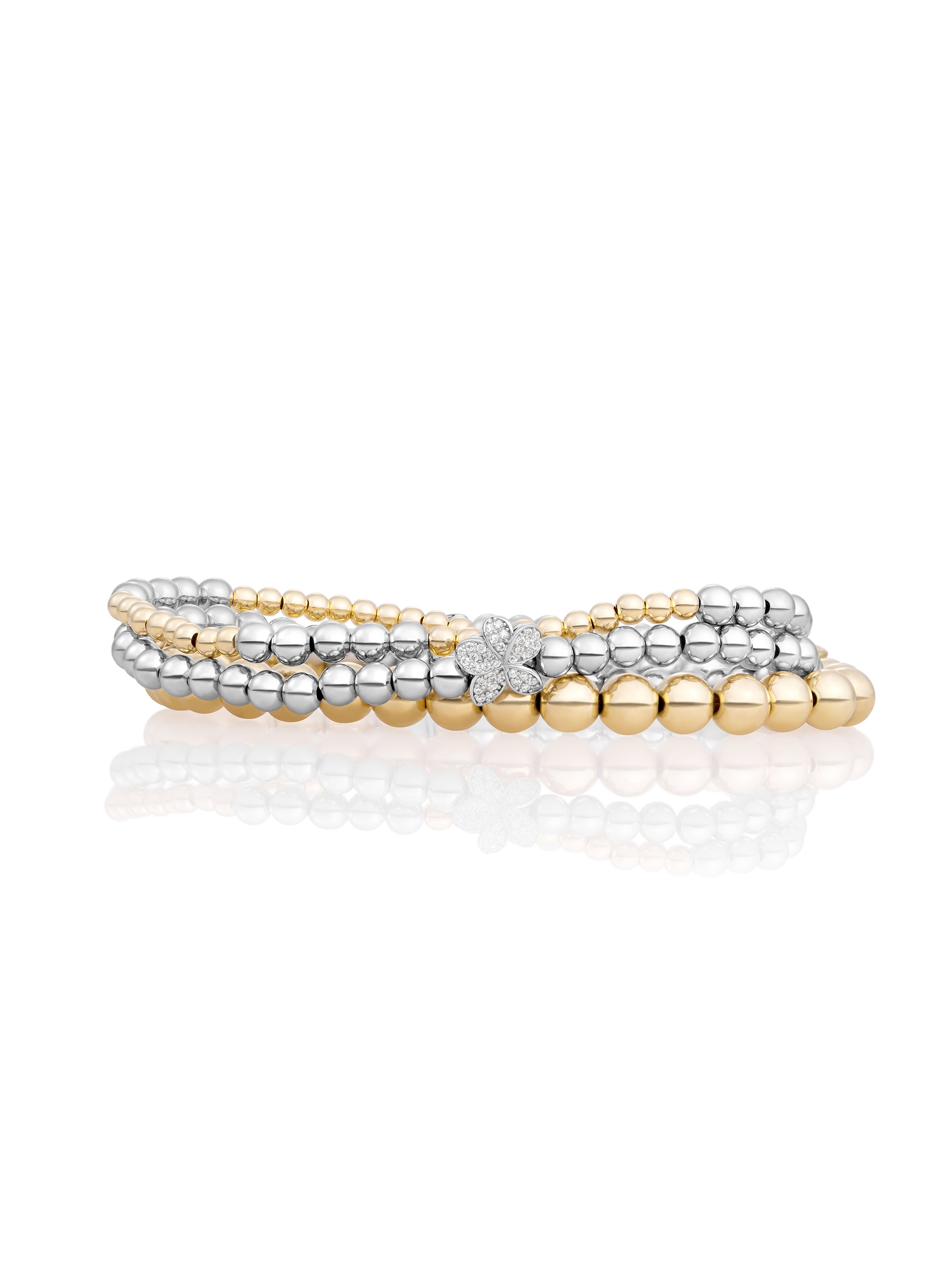 Bicolor Mix Saturn Flora Armbanden Stack | Zilver