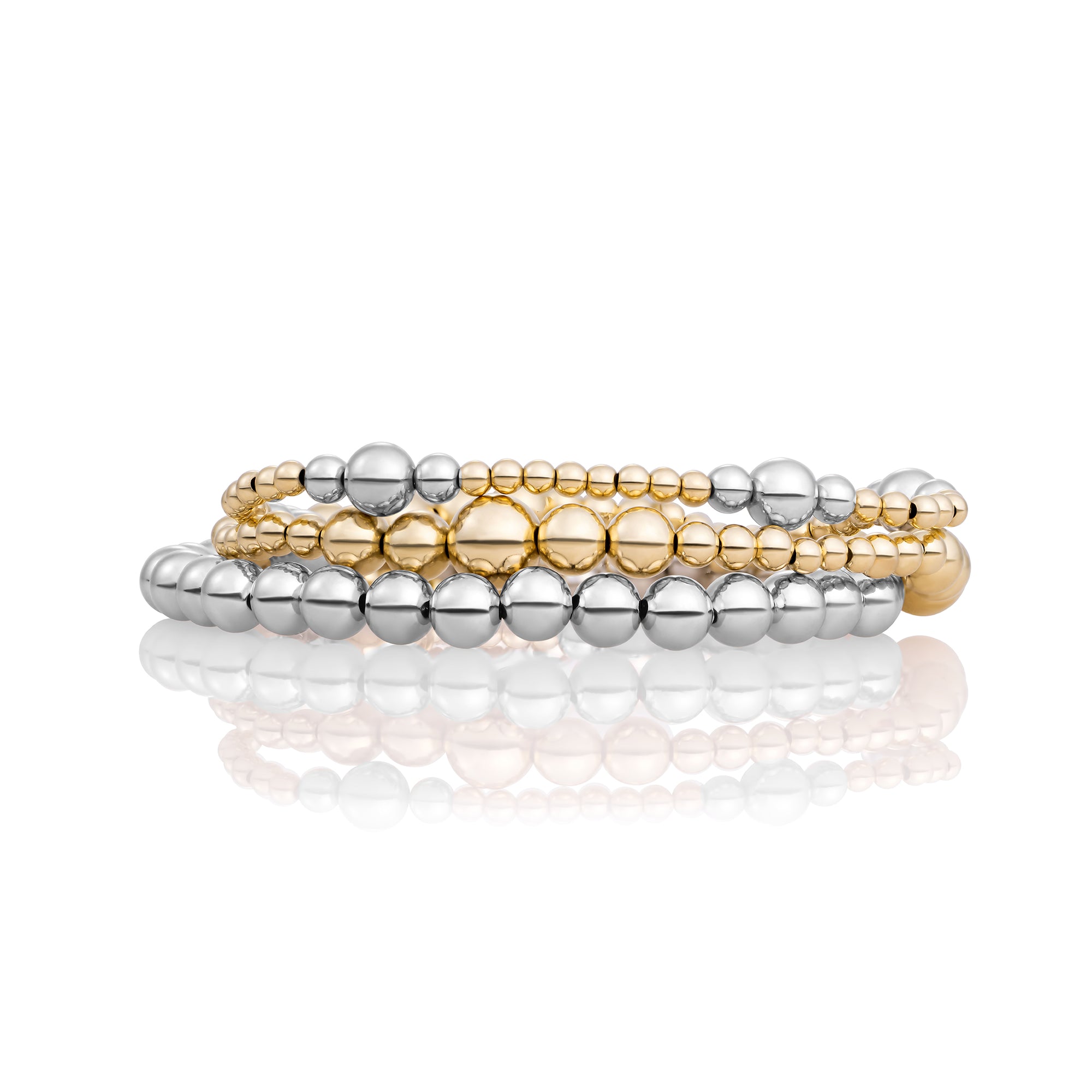 Bicolor Mix Saturn Wave Armbanden Stack | Zilver