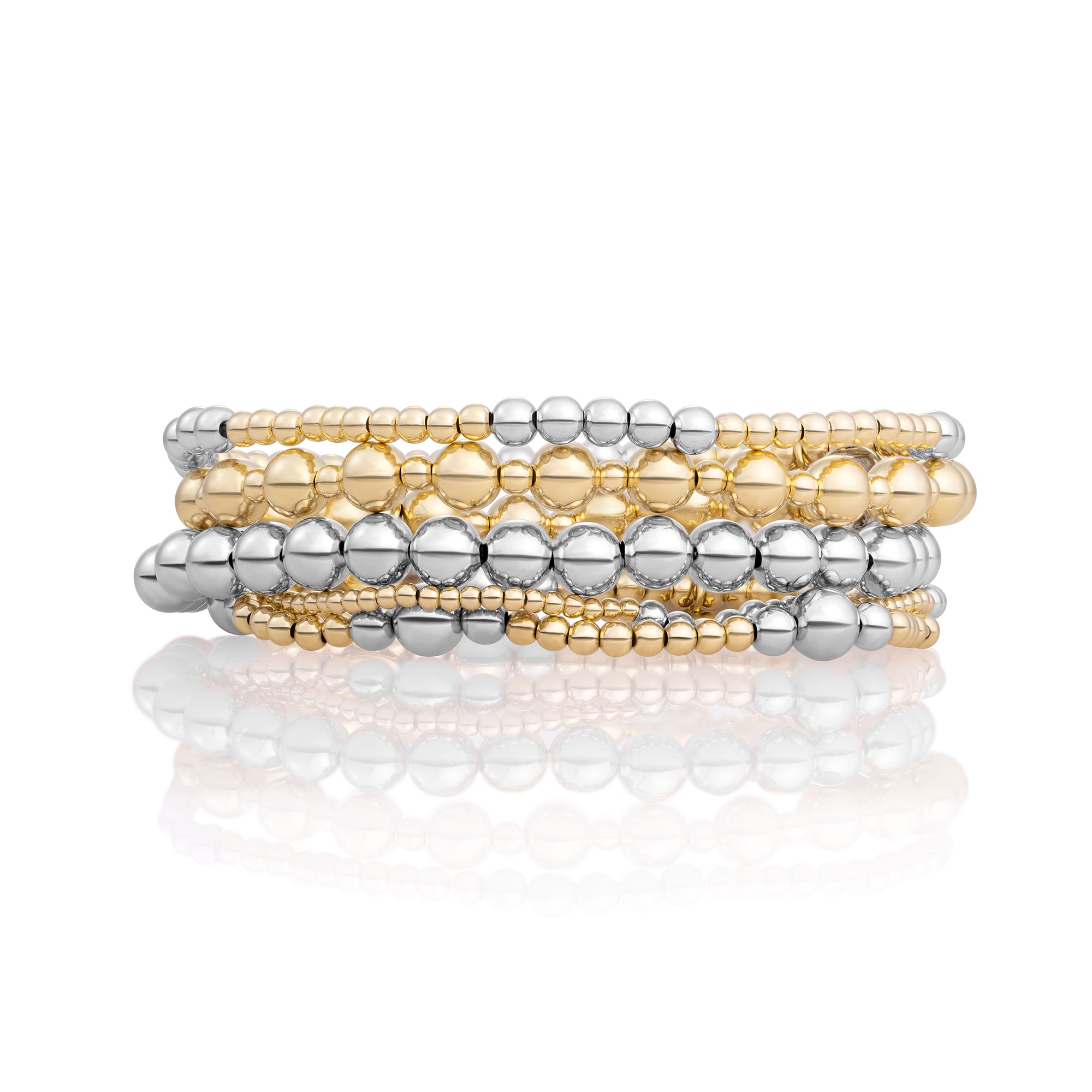 Bicolor Mix Saturn Large Bold Mix Armbanden Stack | Zilver