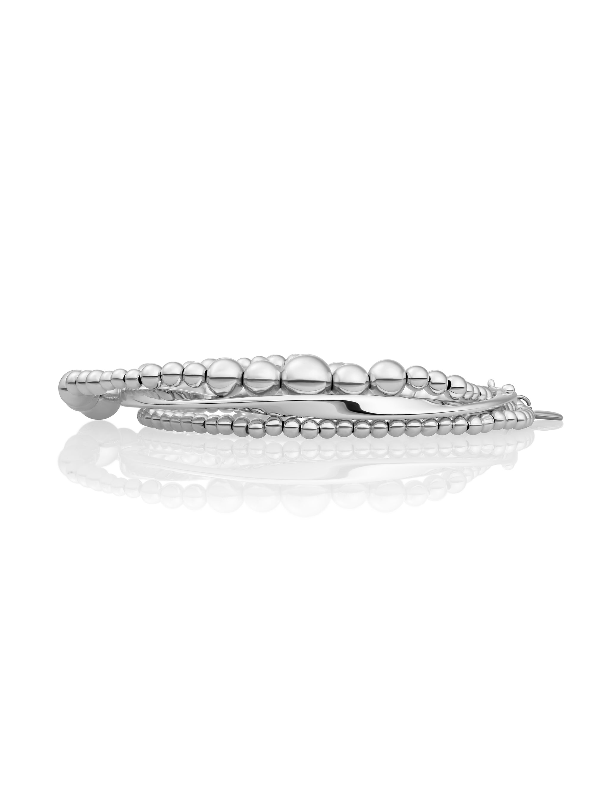 Essentials Wave Mix Saturn Bangle Armbanden Stack | Zilver