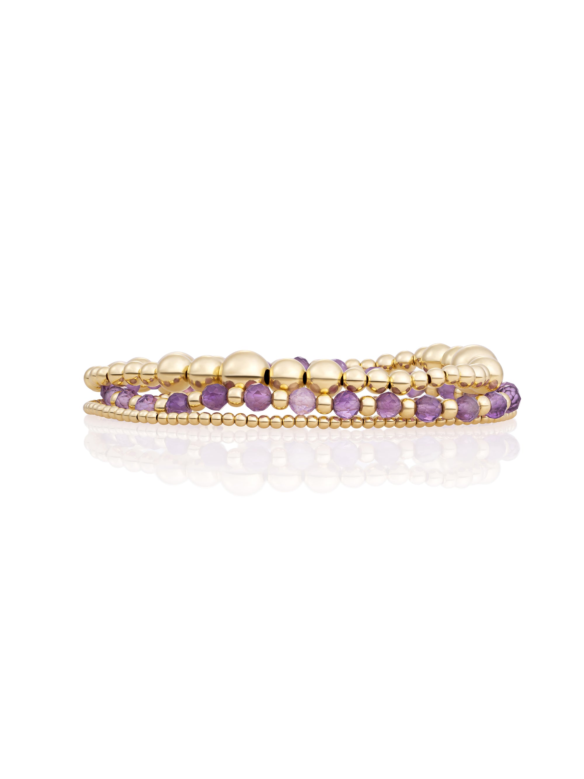 Amethyst Interstellar Saturn Wave Armbanden Stack | Goudkleurig