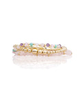 Rose Quartz Fuse Bangle Armbanden Stack | Goudkleurig