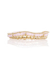 Rose Quartz Wave Mix Roundel Armbanden Stack | Goudkleurig