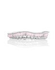 Rose Quartz Wave Mix Roundel Armbanden Stack | Zilver