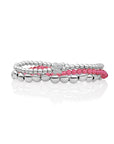 Fuchsia Quartz Flora Disc Bubble Beads Flat Armbanden Stack | Zilver