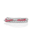 Fuchsia Quartz Bold Mix Crystal Tube Saturn Large Armbanden Stack | Zilver