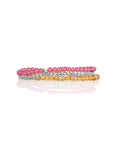 Light Citrine Fuchsia Tennis Round Multi CZ Armbanden Stack | Zilver