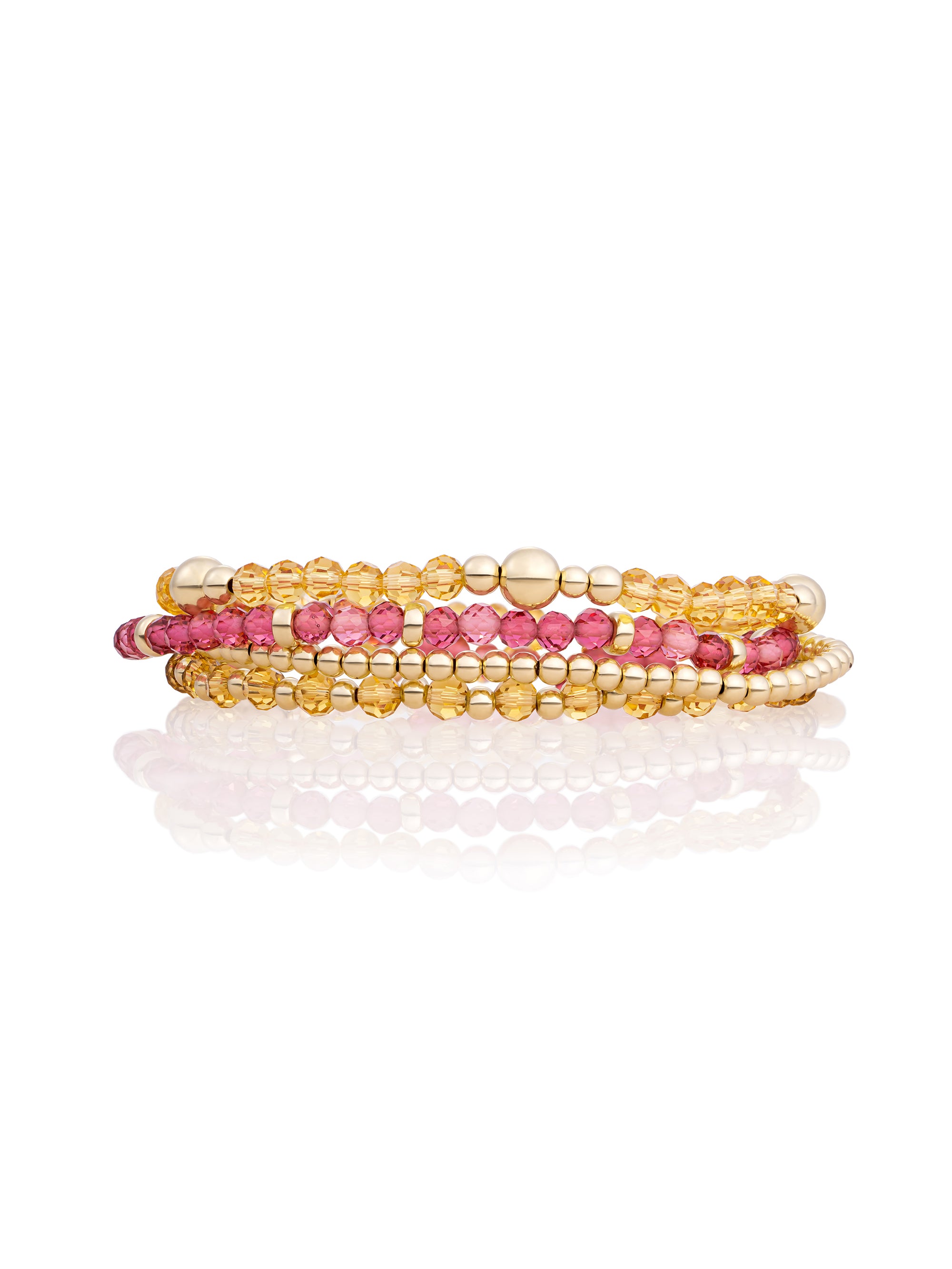 Light Citrine Fuchsia Interstellar Bold Mix Armbanden Stack | Goudkleurig