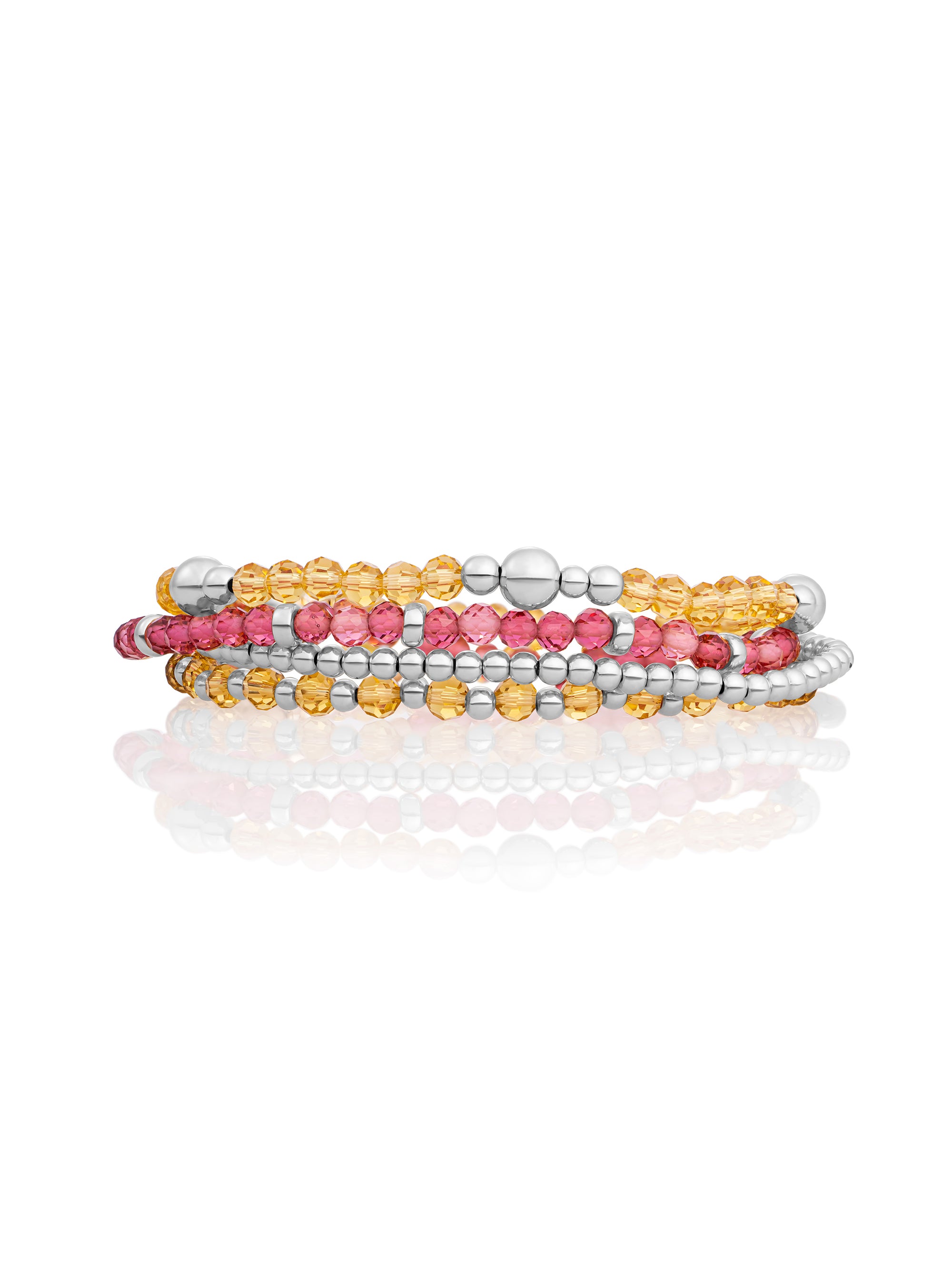 Light Citrine Fuchsia Interstellar Bold Mix Armbanden Stack | Zilver