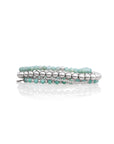 Rich Green Amazonite Saturn Small Interstellar and Large Armbanden Stack | Zilver