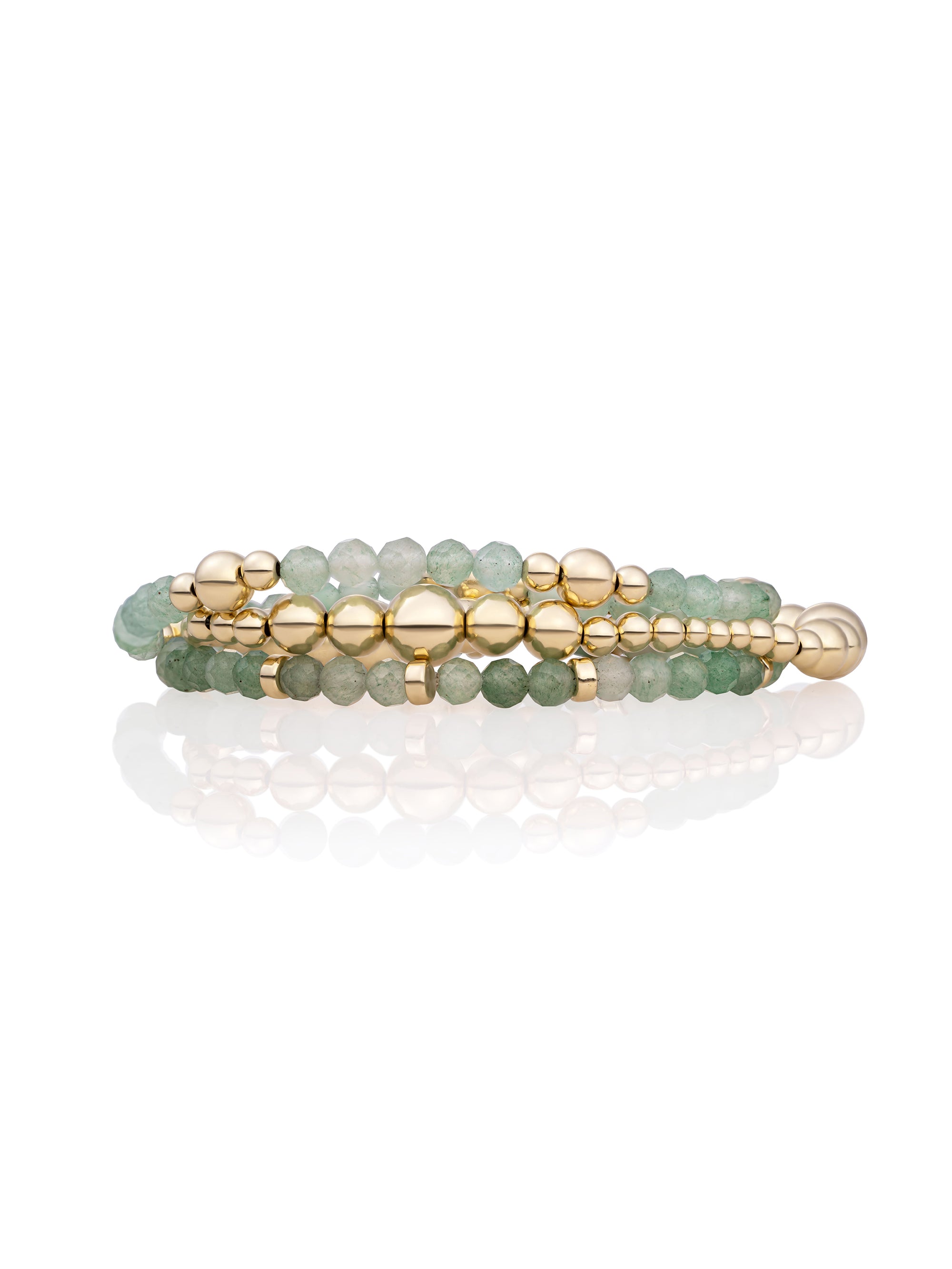 Lime Jade Roundell Bold Mix Wave Mix Armbanden Stack | Goudkleurig