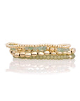 Lime Jade Bubble Beads Armbanden Stack | Goudkleurig
